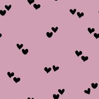 Simple hearts seamless pattern. Valentines day background. Flat design endless chaotic texture made of tiny heart silhouettes. Shades of black. vector
