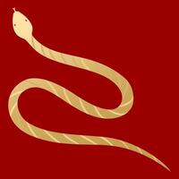 gold silhouette snake. Isolated symbol or icon snake on red background. Abstract sign snake. vector