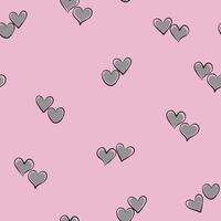 Simple hearts seamless pattern. Valentines day background. Flat design endless chaotic texture made of tiny heart silhouettes. Shades of grey. vector