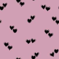 Simple black hearts seamless pattern. Valentines day background. Flat design endless chaotic texture made of tiny heart silhouettes. vector