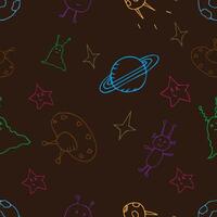Cute seamless pattern with aliens, rockets and stars for the design of children's items vector
