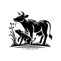 The logo for the dairy company is black and white vector