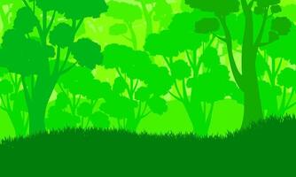Illustration design of big trees in green forest. suitable for cover, background, wallpaper, backdrop, and others. vector