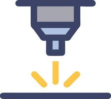 a blue and yellow machine with a light coming out of it vector