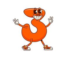 Groovy math number 3 Three retro cartoon character vector