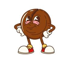 Cartoon groovy macadamia nut funny character vector