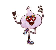 Groovy garlic vegetable character on party vector