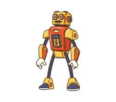Cartoon retro robot groovy character, transformer vector