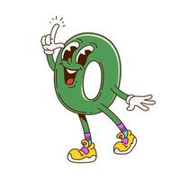 Groovy math number zero groovy cute character vector
