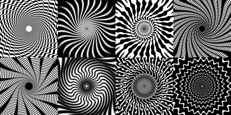 Psychedelic hypnotic spiral patterns, swirl effect