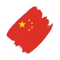 China flag in a flat grunge design background vector