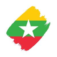 Myanmar flag in a flat grunge design background vector