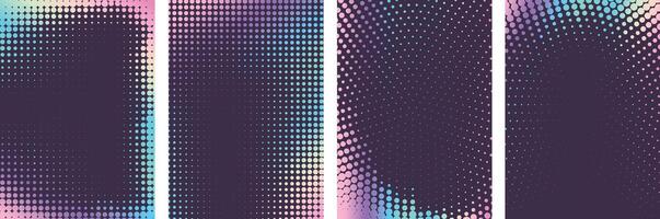 Abstract holography color curved halftone art design Brochure cover background set vector