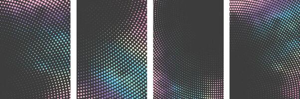 Set of Abstract holography color curved halftone art design Brochure cover background vector
