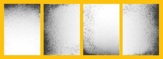 Set of black halftone pattern Grunge art style texture background vector