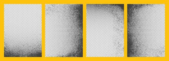 black halftone pattern Grunge art style texture backgrounds set vector
