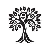 A stylized, black and white silhouette of a tree, perfect for representing nature, growth, or environmental concepts. vector