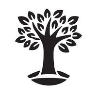 A simple, stylized black and white graphic of a tree. vector