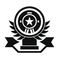 Simple, bold icon of an award badge with a star and ribbon. vector