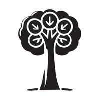 A symmetrical, stylized graphic of a tree, featuring a circular crown of leaves and a thick, flowing trunk. vector