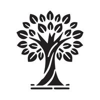 A simple, black and white, stylized tree graphic, enclosed within a circle. vector