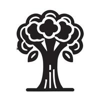 A stylized, circular graphic of a tree with intricate, decorative leaves and swirling patterns. vector