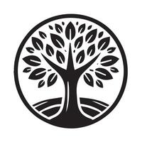 Stylized Tree Silhouette with Path Base vector