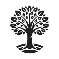 A bold, black silhouette of a stylized tree against a white background. vector