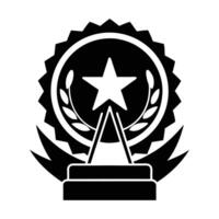 Simple black and white award ribbon graphic with a star. vector
