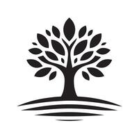 A stylized, symmetrical tree graphic, encircled by a circle, set against a plain white background. vector