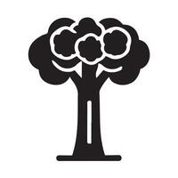 A stylized, black and white graphic of a tree with a rounded base showing the ground below. vector