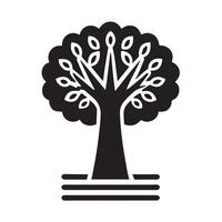 This stylized, black and white illustration depicts a tree, likely a stylized representation of a broadleaf tree. vector