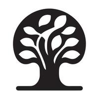 A simple, stylized, black silhouette of a tree against a white background. vector