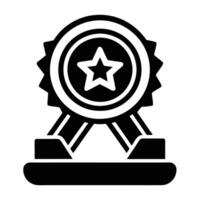 icon of an award ribbon with a star, perfect for representing achievement, recognition, or quality. vector
