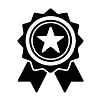 Simple, clean icon of an award ribbon with a star, perfect for representing achievement, recognition, or quality. vector