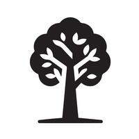 A simple, stylized graphic of a tree in black and white. vector