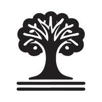 A stylized, black silhouette of a tree on a white background. vector