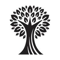 symmetrical tree graphic, encircled by a circle, set against a plain white background. vector