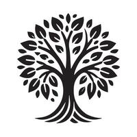 black and white tree of life graphic, set within a circle. vector