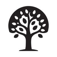 A simple, stylized black and white silhouette of a tree. vector