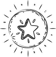 Black color Sparkle star, doodle burst lines, line art illustration.For creative projects. vector