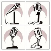 Microphone Icon Set Music Studio isolate Equipment vector
