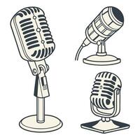 Microphone Icon Set Music Studio isolate Equipments vector