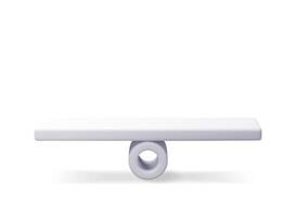 3D Seesaw scales isolated on white. Render empty weight measuring seesaw scale. Balanced swing scales. vector