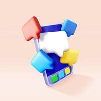 3D colorful speech bubbles on smartphone icon vector