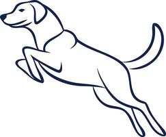 Minimalist Line Art Illustration of a Jumping Dog Playful and Energetic Canine Sketch in Black and White Simple Elegant Animal Design vector