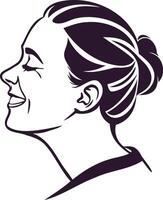 Minimalist Line Art of a Smiling Woman in Black and White Illustration with Elegant and Serene Expression for Modern Aesthetic and Creative Digital Artwork vector