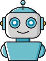 Cute Cartoon Robot with Smiling Face Artificial Intelligence Friendly Android Digital Illustration Futuristic Technology Sci-Fi Bot AI Concept Modern Automation Character Design vector