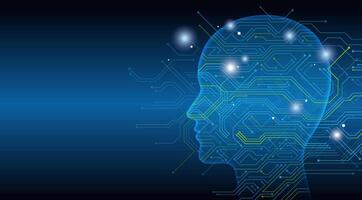 Artificial Intelligence Concept Illustration With Text Space On A Dark Blue Background. vector
