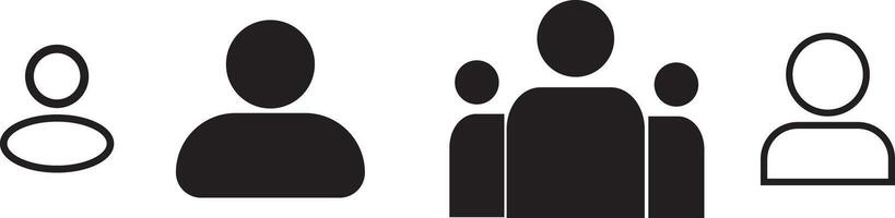 Profile and people user group icon, credit card and a gear symbol. Ideal for user Default Avatar Profilem, Contact Methods Thin Line Icons vector